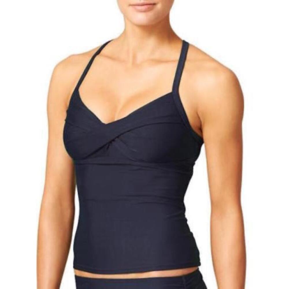 Athleta‎ Twister Swim Tankini Top Black Size 34 B/C Athletic Swimwear